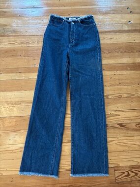 WeWoreWhat NWT Frayed WB Straight Jeans Color True Blue Size 25